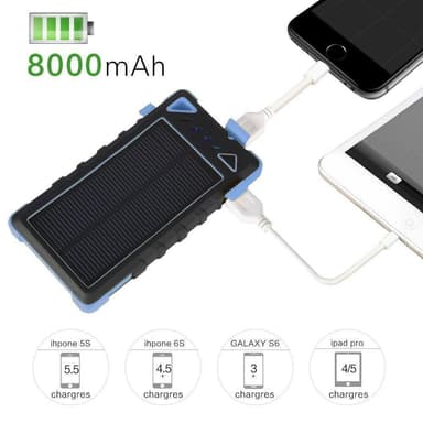 DOCA D-S8000 Powerbank solcellsladdare 8000 mAh - blå