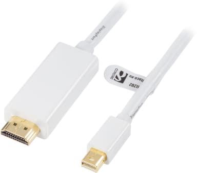 DELTACO mini DisplayPort till HDMI kabel med ljud, Full HD i 60Hz, 2m,