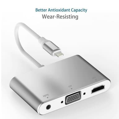 Lightning adapter till HDMI/VGA och audio 3.5 mm