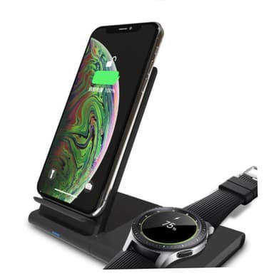 Trådlös Qi laddare för Smartphone, Samsung Smartwatch & hörlurar - delbar