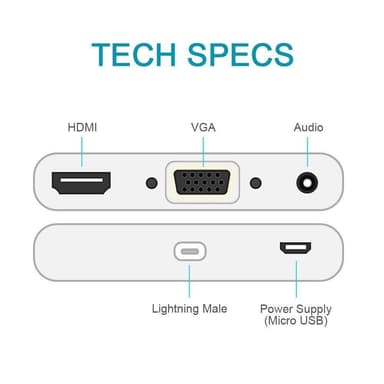 Lightning adapter till HDMI/VGA och audio 3.5 mm