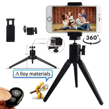 Tripod - trebensstativ med fjärr för mobil och kamera - aluminium
