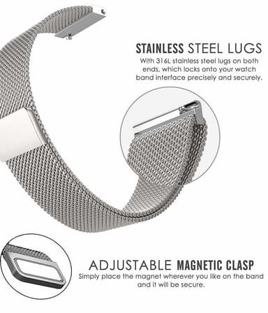Armband Samsung Gear S2 Classic / Gear Sport - 20 mm - milanesisk loop - silver