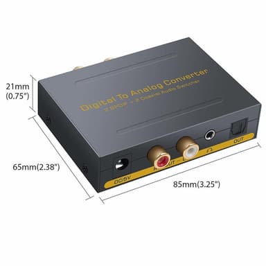 Digital till analog konverter - 2 Toslink/2 koaxial till RCA R/L+3.5mm