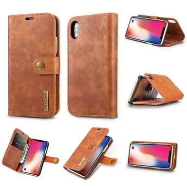 Mobilfodral iPhone XS Max med magnetskal PU-läder - brun