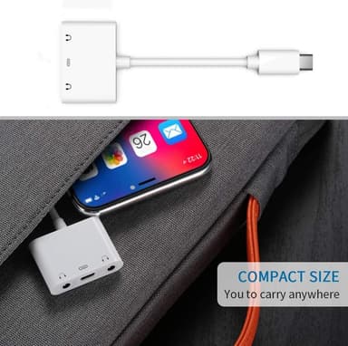 3-i-1 Ljud- och laddningsadapter för USB-C mobiler