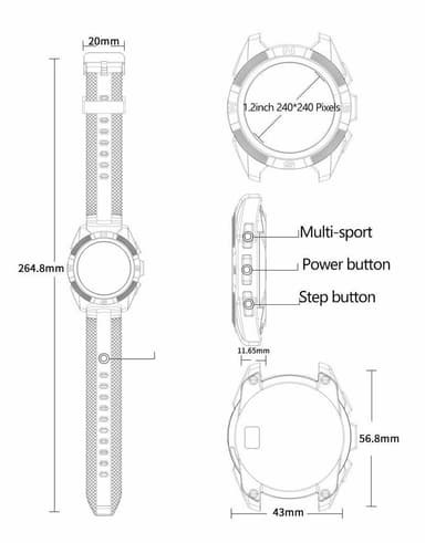 Smartwatch / sportklocka med Bluetooth - svart/blå