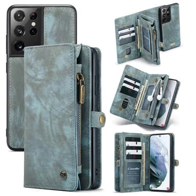 Multiplånbok CaseMe 11-kort Samsung Galaxy S21 Ultra  - Blå