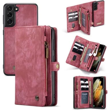 Multiplånbok CaseMe 11-kort Samsung Galaxy S21 Plus  - Röd