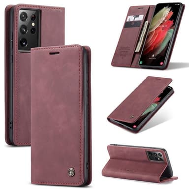 CaseMe Smart FlipCase Samsung Galaxy S21 Ultra  - Vinröd