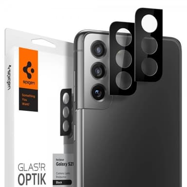 Spigen Samsung Galaxy S21 Kameralinsskydd Glas.tR Optik 2-pack Svart