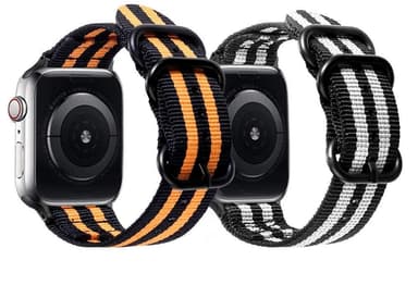 SKALO Nato-armband i nylon Apple Watch 42/44/45/49mm - Svart-Orange