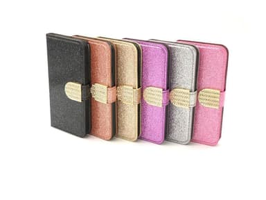 Glitter design Plånboksfodral till iPhone 12 Mini - Svart