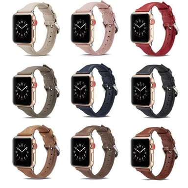 SKALO Smalt läderarmband Apple Watch 38/40/41mm - Svart