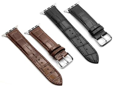 SKALO Läderarmband med krokodilmönster Apple Watch 38/40/41mm - Svart