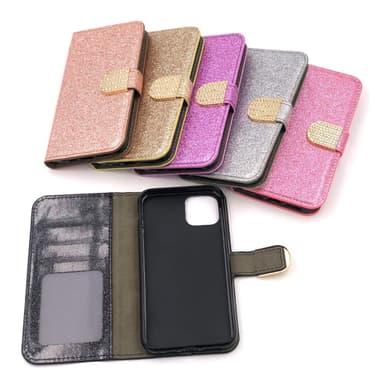 Glitter design Plånboksfodral till iPhone 12 Mini - Svart