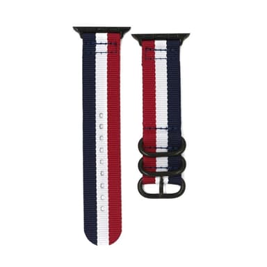 SKALO Nato-armband i nylon Apple Watch 42/44/45/49mm - Röd-Vit-Blå