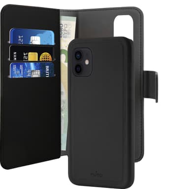 Puro 2-i-1 Wallet plånboksfodral iPhone 12 / 12 Pro (svart)
