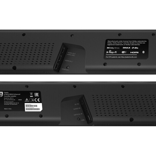 Philips 5.1.2ch soundbar B95/10 med trådlös subwoofer (svart)