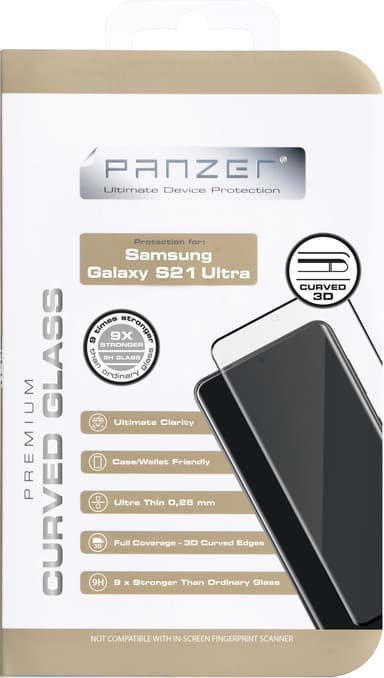 Panzer Full-Fit Samsung Galaxy S21 Ultra skärmskydd (svart)