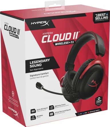 HyperX Cloud II trådlöst headset för gaming (svart/röd)