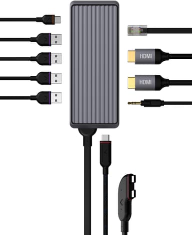 Unisynk 10 Port Dual Screen Hub adapter för Mac (rymdgrå)