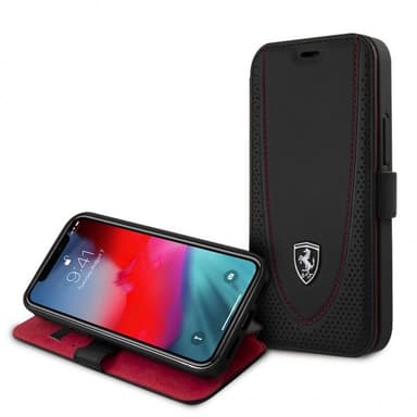 Ferrari iPhone 12 Mini Fodral Logo Perforerad Svart