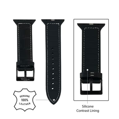 Äkta Läder Croc design Apple Watch armband 38/40 mm Black