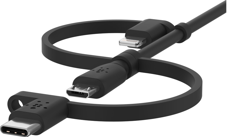 Belkin Boost Charge 3-i-1 microUSB/USB-C/Lightningkabel (svart)