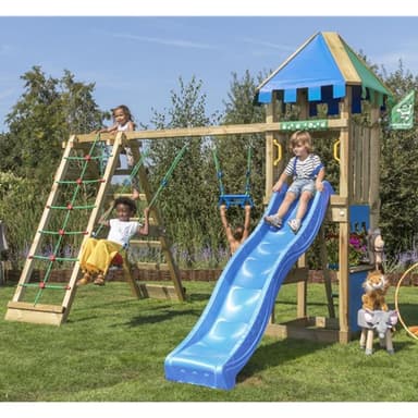 Jungle Gym Cirque klätterställning, 2 gungor,blå rutschkana