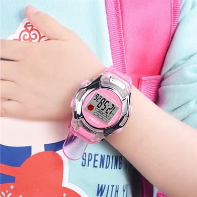 Digital Barnklocka med silikonarmband Rosa