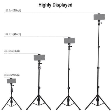 Tripodstativ 50-130cm med fjärrkontroll för smartphone och ringlampa