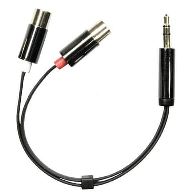 DELTACO 2xRCA hona till 3,5mm hane, 0,1m, svart