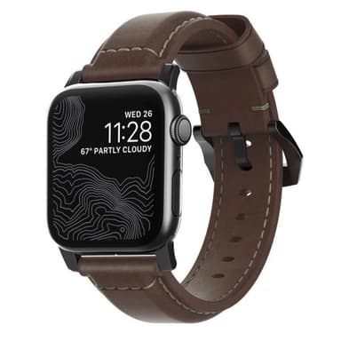 NOMAD Apple Watch 42/44mm/Apple Watch Ultra Armband Traditional Strap Svart/Rustic Brown