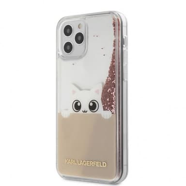 Karl Lagerfeld iPhone 12 Pro Max Skal Liquid Glitter Peek a Boo Rosa