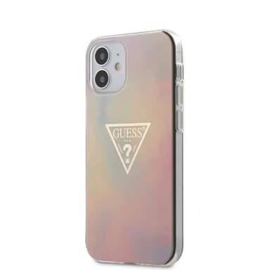 Guess iPhone 12 Mini Skal Gold Triangle Rosa