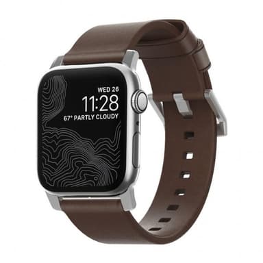 NOMAD Apple Watch 44/42mm Armband Modern Strap Silver/Rustic Brown