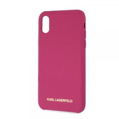 Karl Lagerfeld iPhone X/Xs Skal Silikon Lagerfeld Guld Logo Magenta