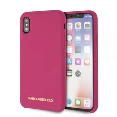 Karl Lagerfeld iPhone X/Xs Skal Silikon Lagerfeld Guld Logo Magenta