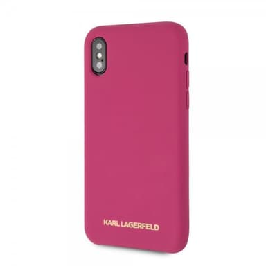 Karl Lagerfeld iPhone X/Xs Skal Silikon Lagerfeld Guld Logo Magenta