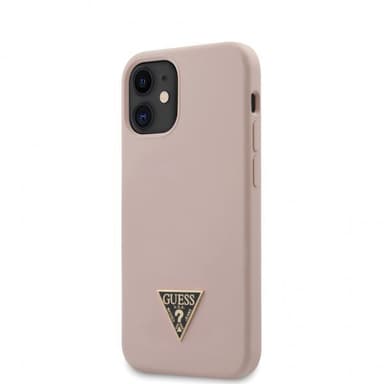 Guess iPhone 12 Mini Skal Metal Triangle Ljusrosa