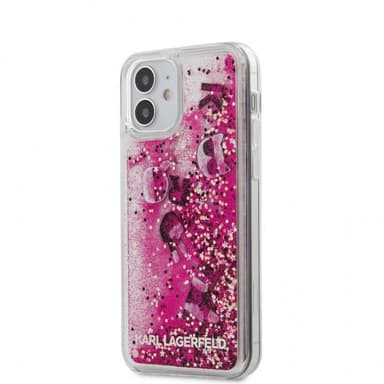 Karl Lagerfeld iPhone 12 Mini Skal Liquid Glitter Charms Rosa