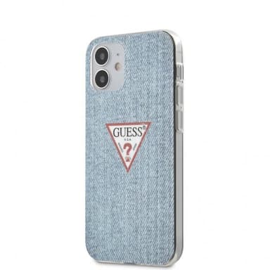 Guess iPhone 12 Mini Skal Denim Triangle Ljusblå