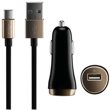 Sandstrøm Micro USB snabbladdare bil (svart, guld) Sandstrøm Micro USB snabbladdare bil (svart, guld)