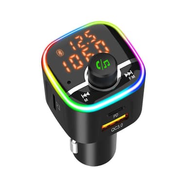 FM-sändare USB MP3 Bluetooth 5.0 för bilen Svart