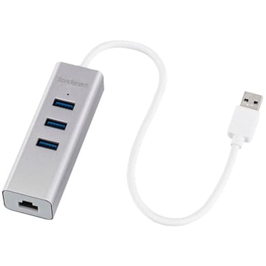 Sandstrøm USB 3.0 hub med Gigabit LAN-port