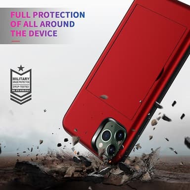 iPhone 11 Pro Max skal med kortfack TPU/PC Röd