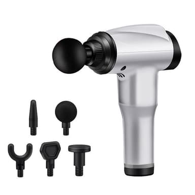 Massagepistol med 5 utbytbara huvuden Silver