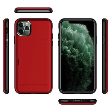 iPhone 11 Pro Max skal med kortfack TPU/PC Röd