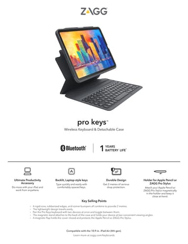 Zagg Pro Keys tangentbordsfodral för iPad Air 10.9